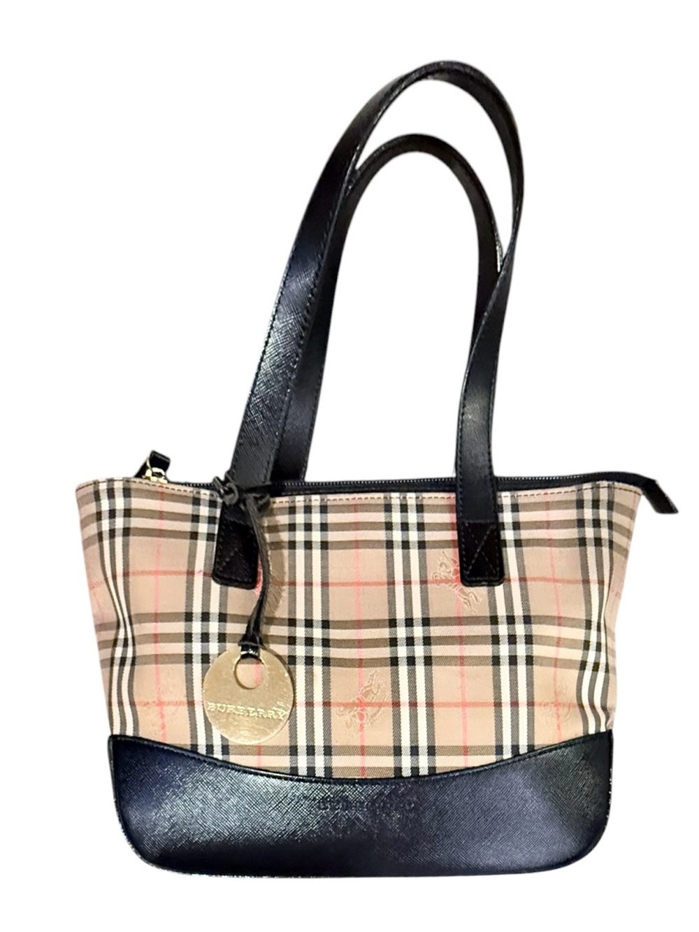 Burberry Haymarket Check canvas-Tote W/COA Giftable condition! - Picture 3 of 16